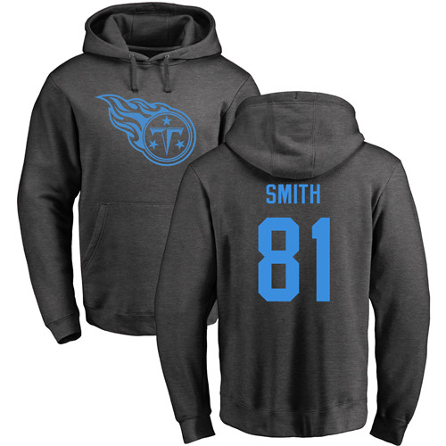 Tennessee Titans Men Ash Jonnu Smith One Color NFL Football 81 Pullover Hoodie Sweatshirts